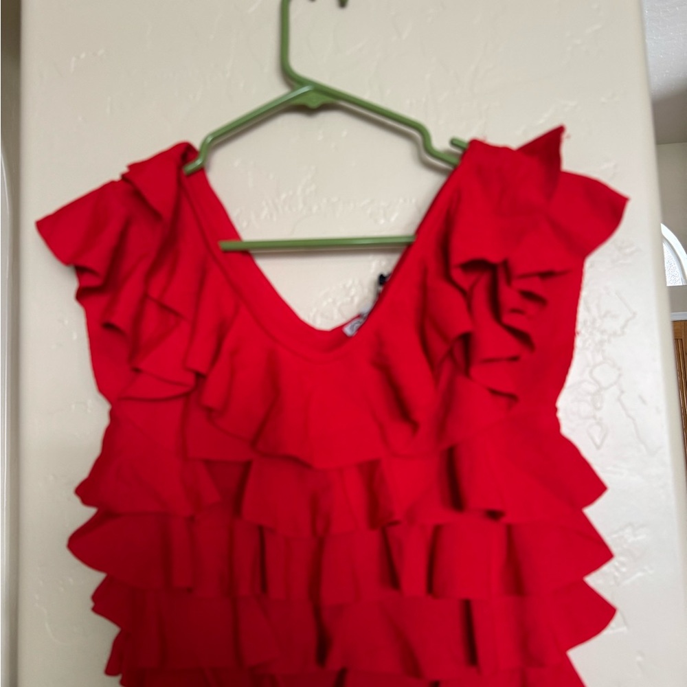 Vibrant Red Ruffled Top